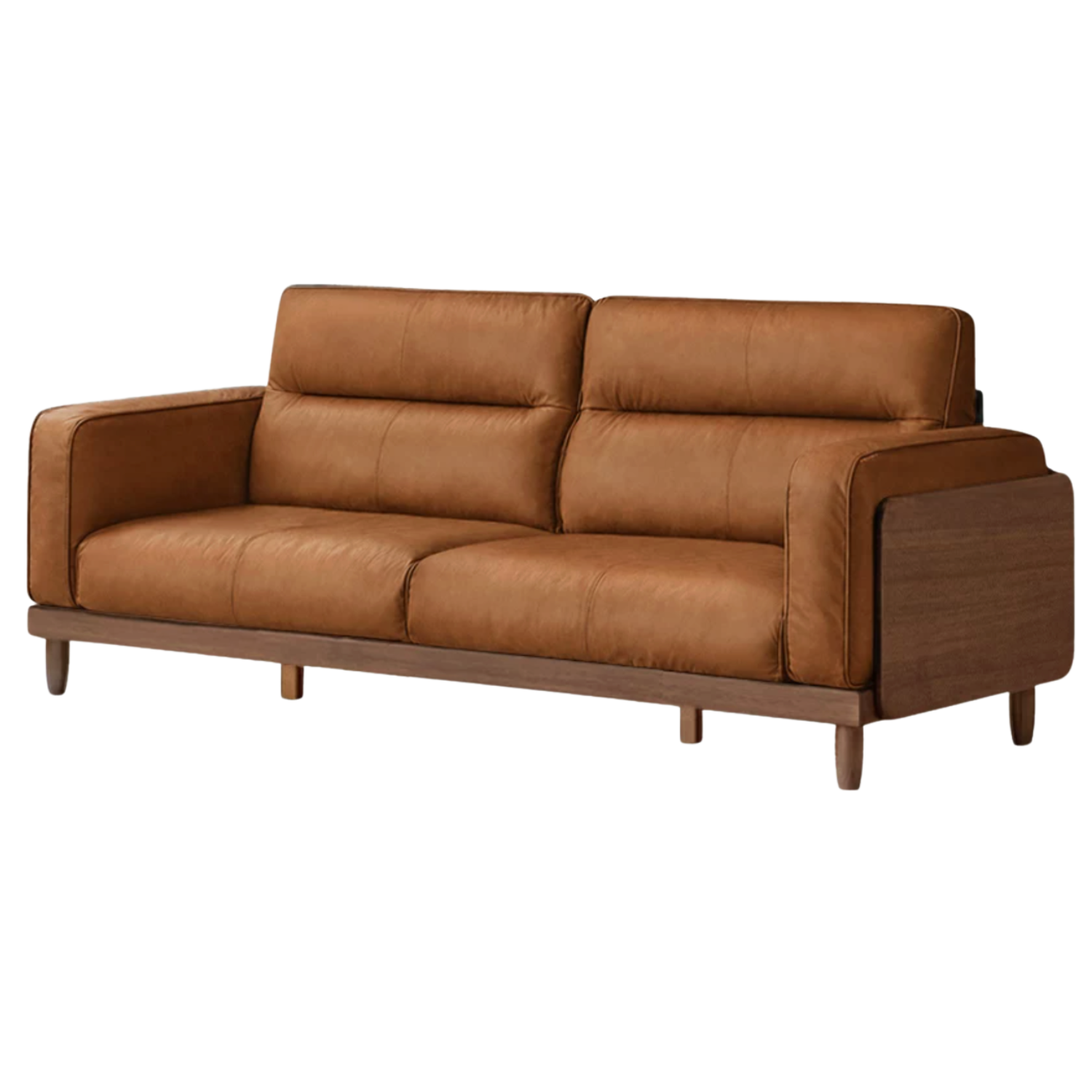 Sandalwood, Golden Pearwood, Ash Solid Wood Genuine Leather, fabric High-Back Sofa
