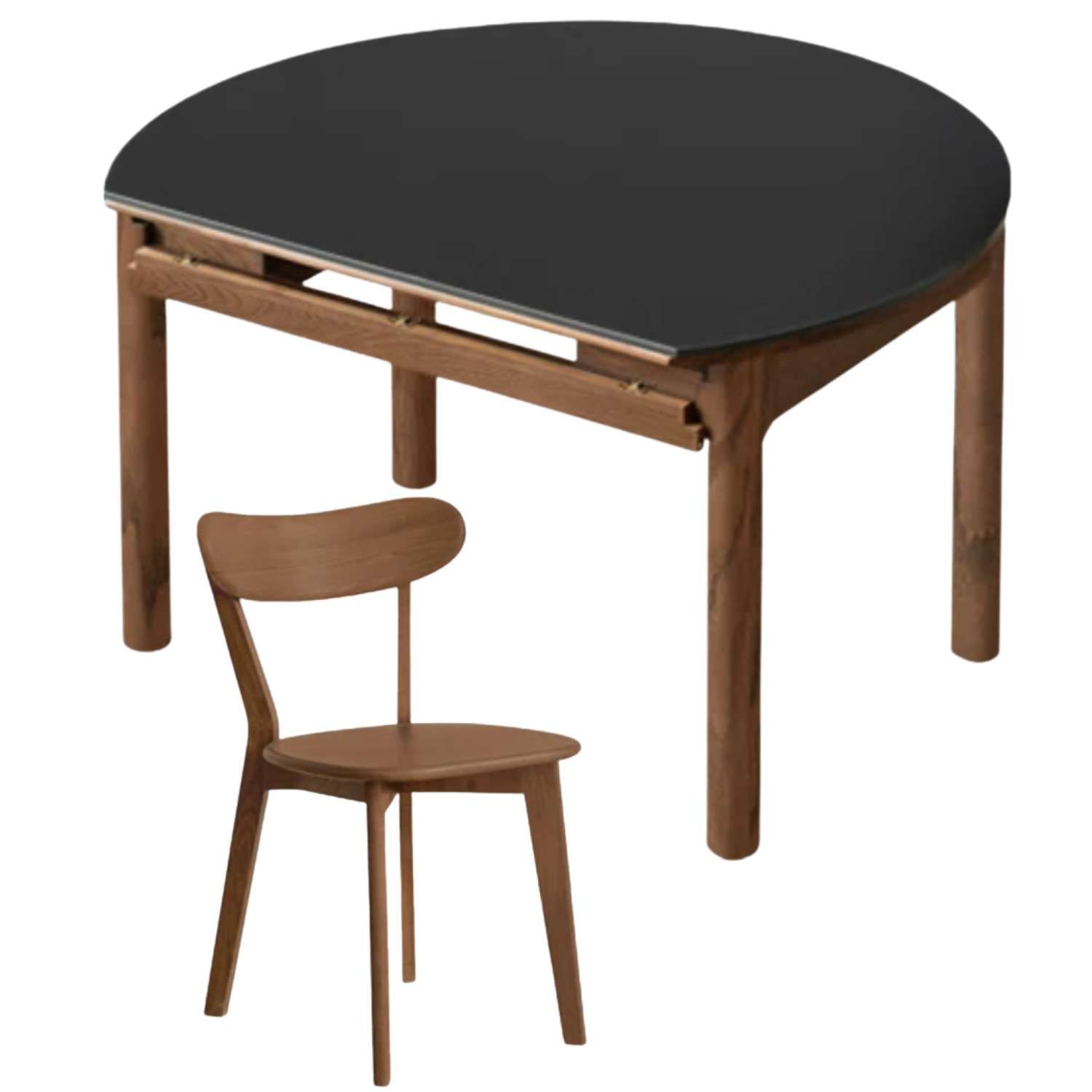 Black Walnut, Ash, Oak Solid Wood Folding Round Dining Table