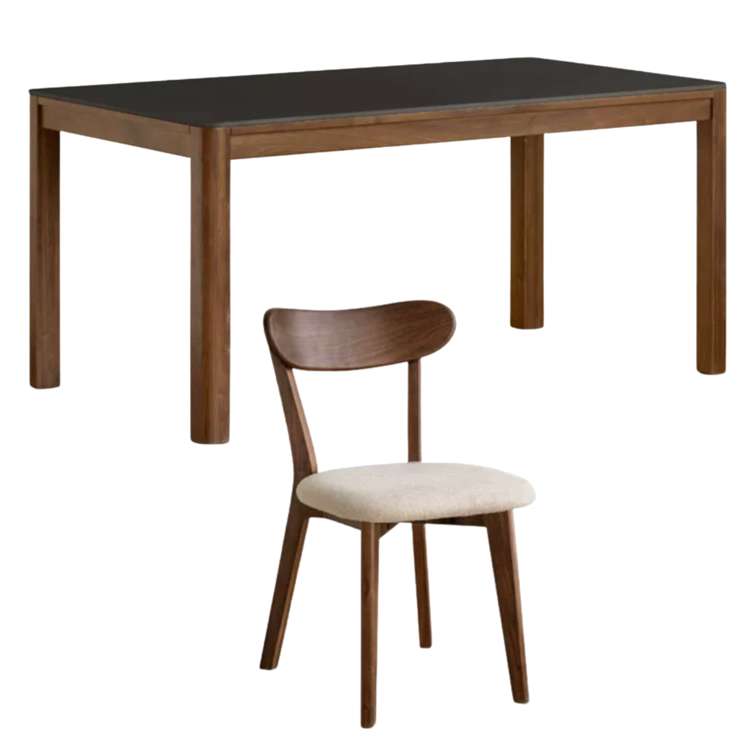 Black Walnut Solid Wood Light Luxury Style Rock Plate Dining Table