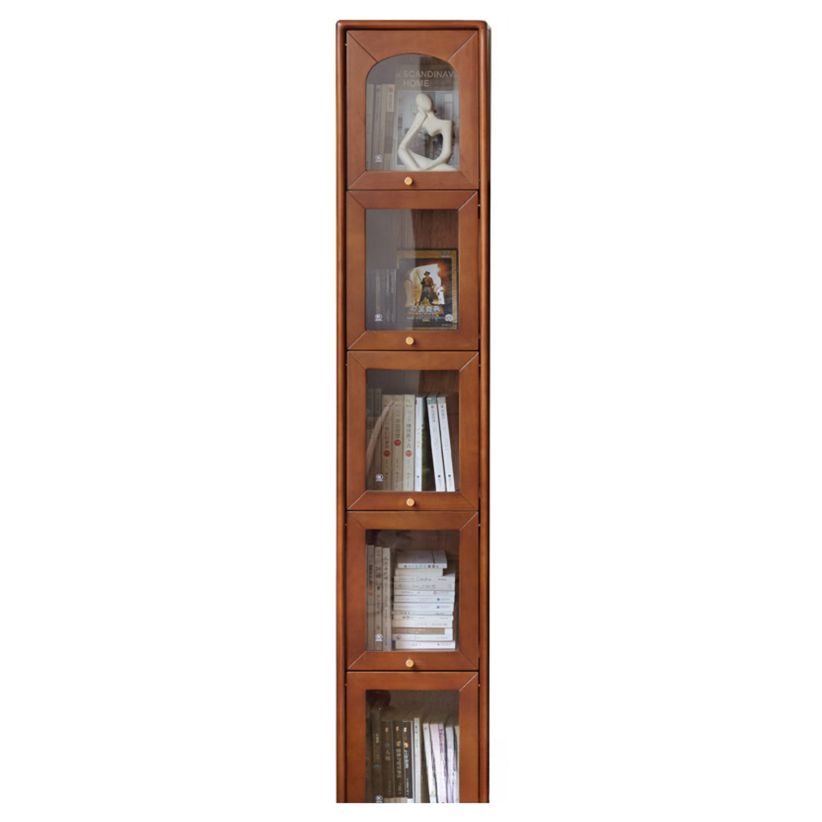 Poplar solid wood French retro glass flip door bookcase