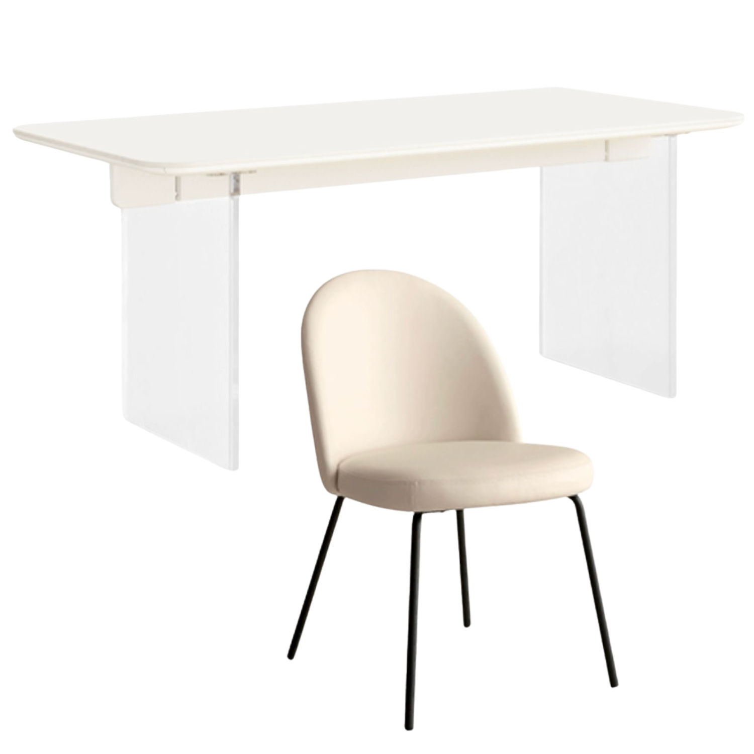 Solid Rubberwood Suspended Dining Table With Slate Top