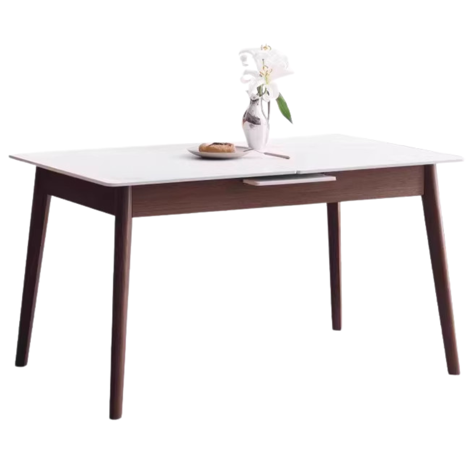 Oak solid wood Rock slab retractable dining table: