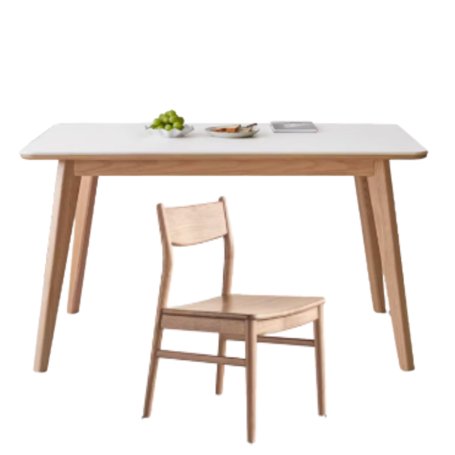 Ash, Oak Solid Wood Modern Rock Plate Dining Table