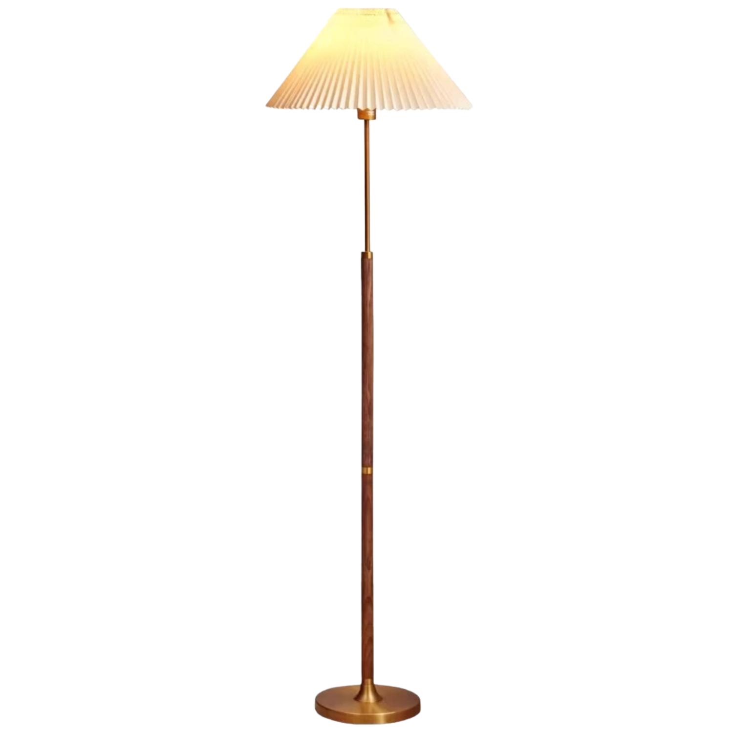 Ash Solid Wood Antique Floor Lamp With A Metal Base