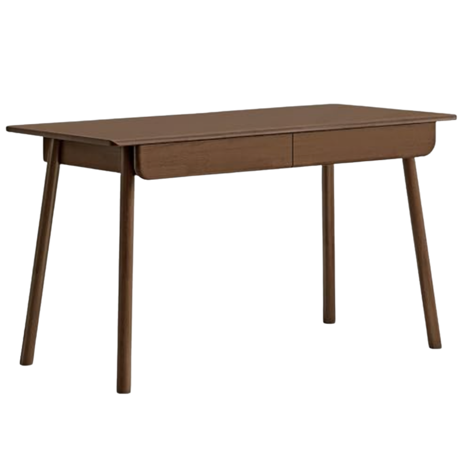 Beech, Rubberwood Solid Wood Office Desk with 2 Drawers