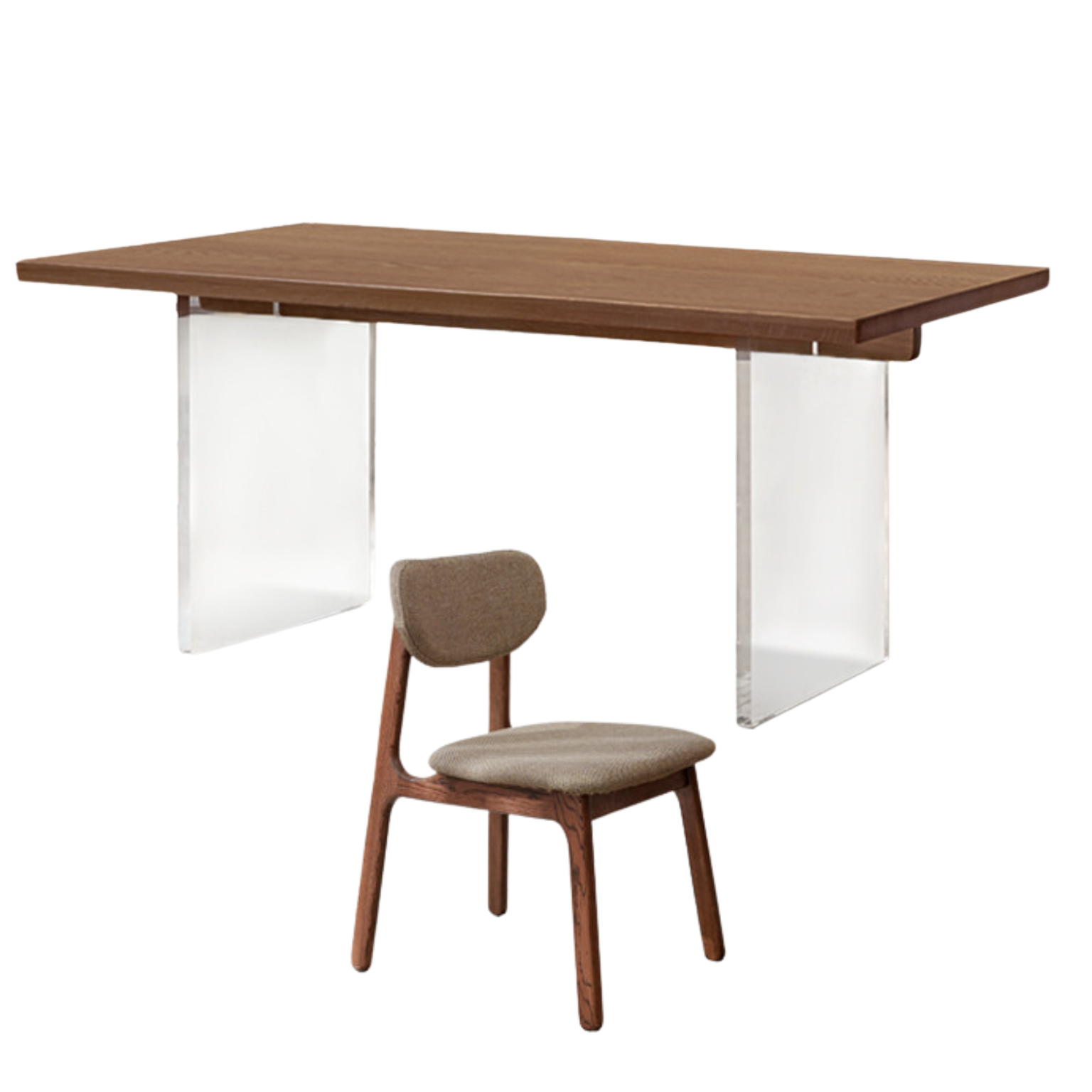 Oak solid wood dining table acrylic floating large size,