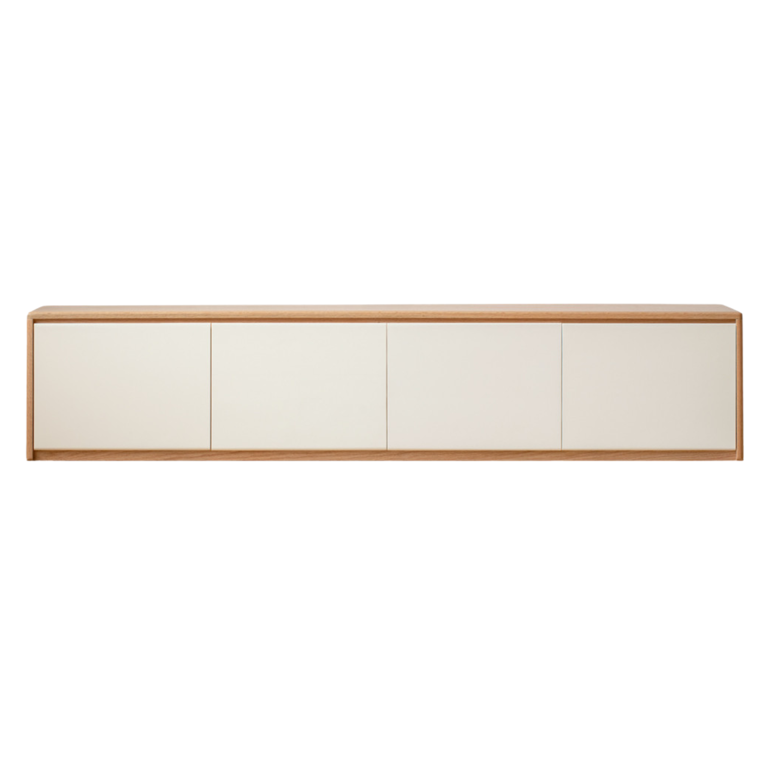 Oak solid wood modern white integrated log floor TV cabinet-