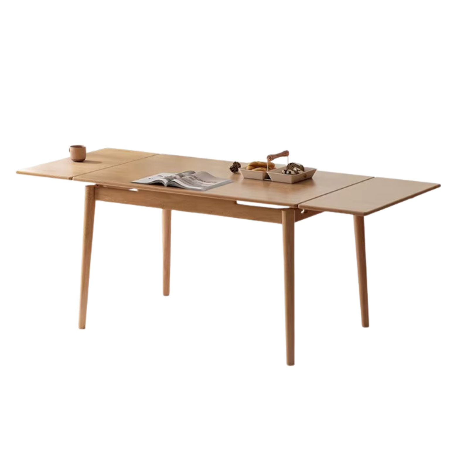 Oak solid wood Retractable dining table large tabletop,