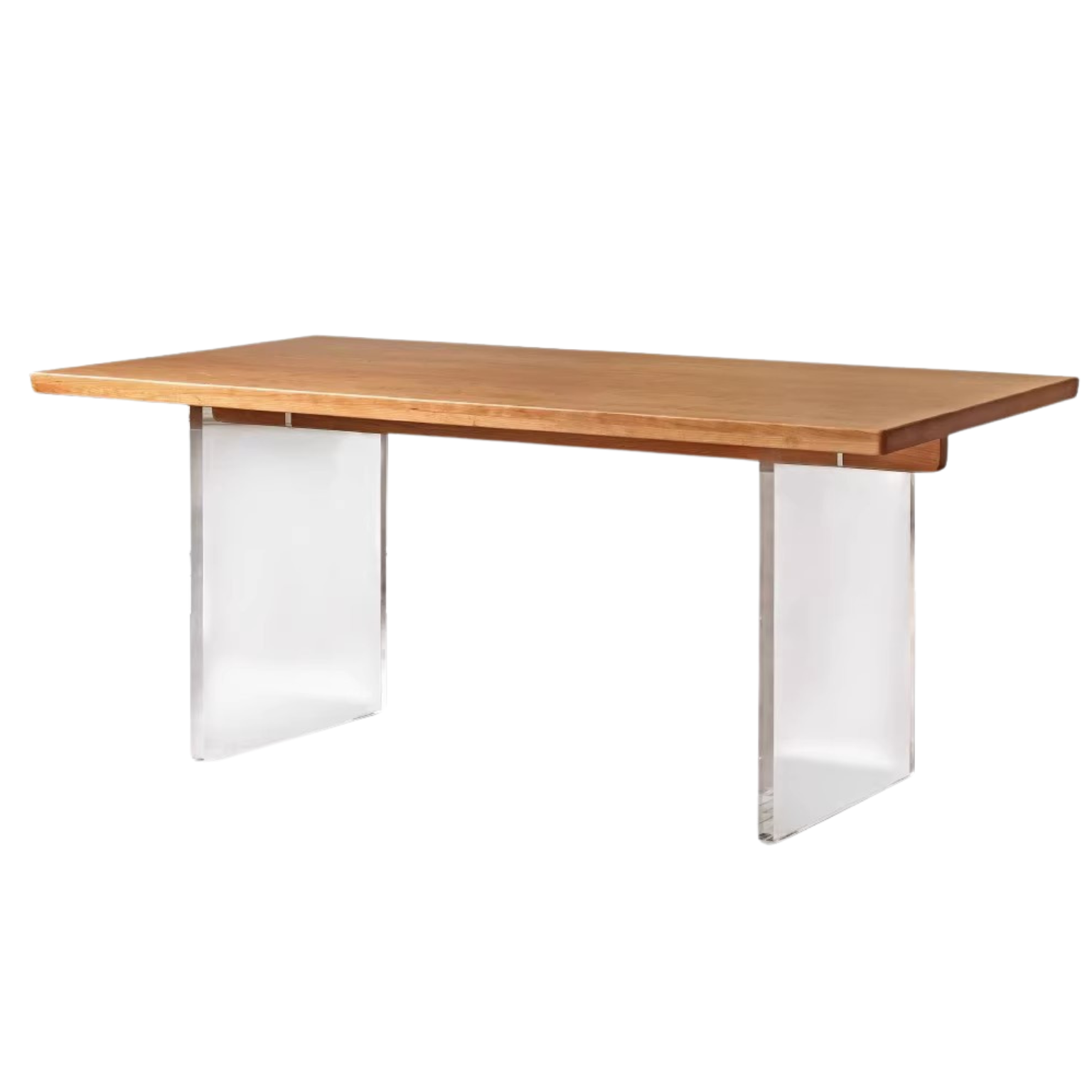 Oak, Cherry Solid Wood Acrylic Suspended Dining Table