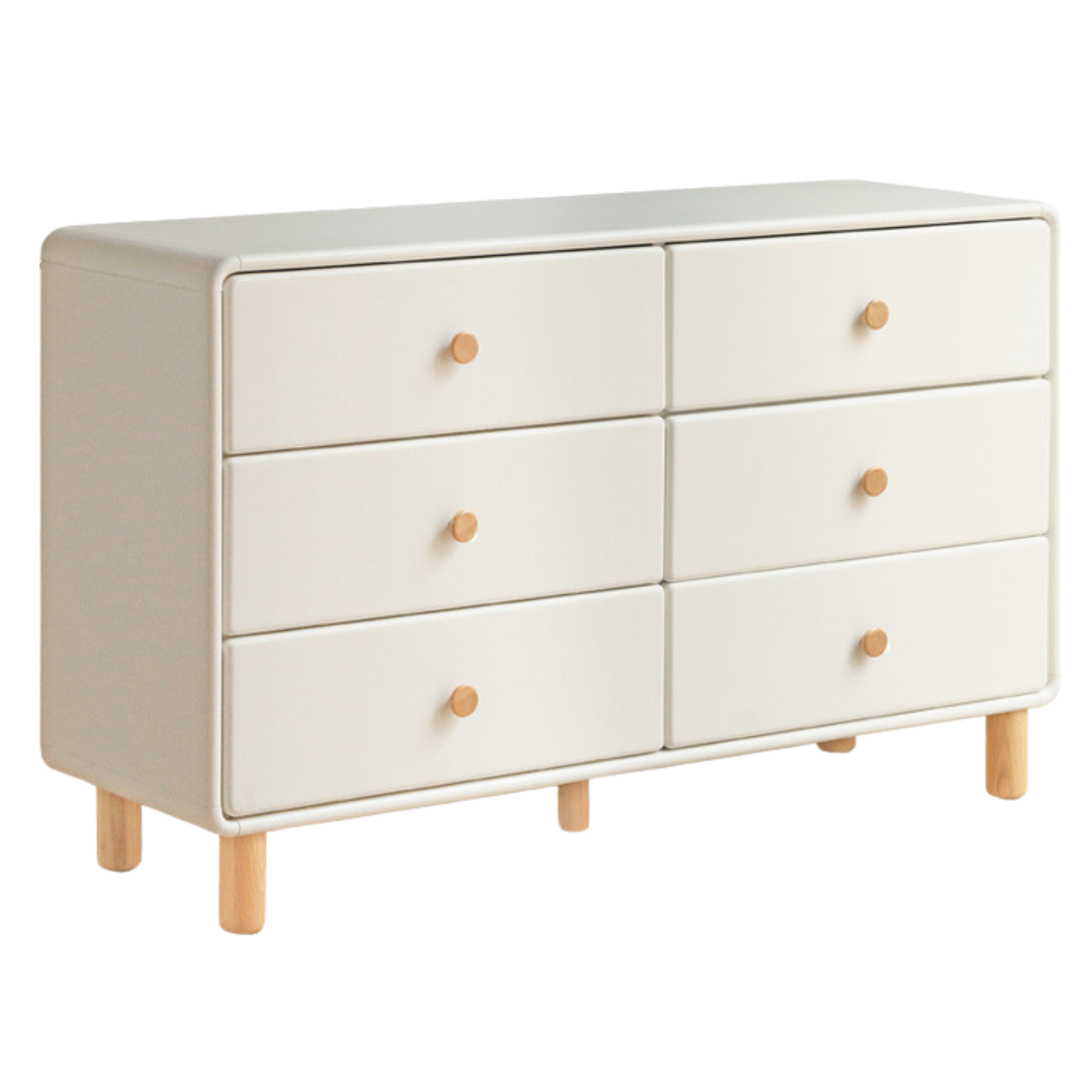 Poplar, Oak Solid Wood Cream Style Chest of Drawers