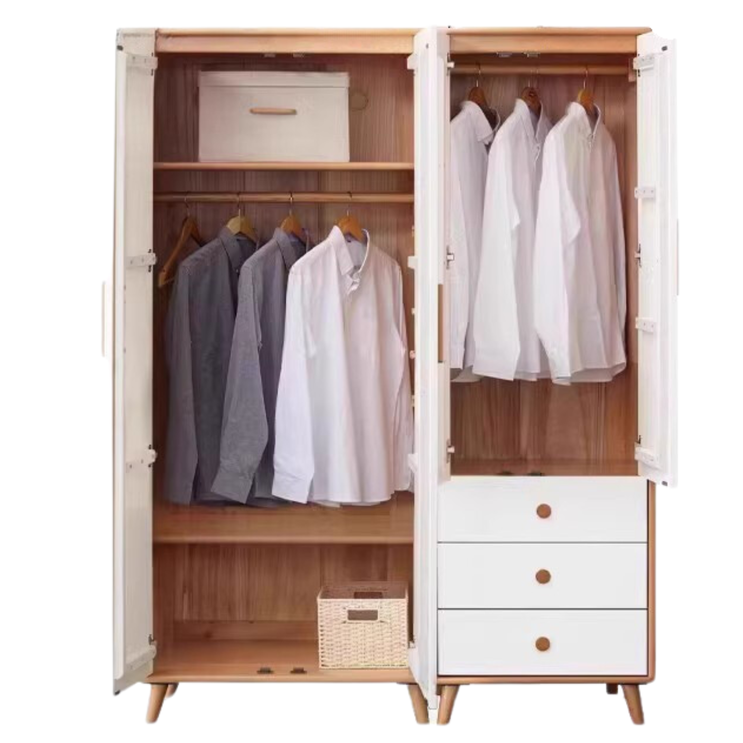 Beech solid wood wardrobe combination::