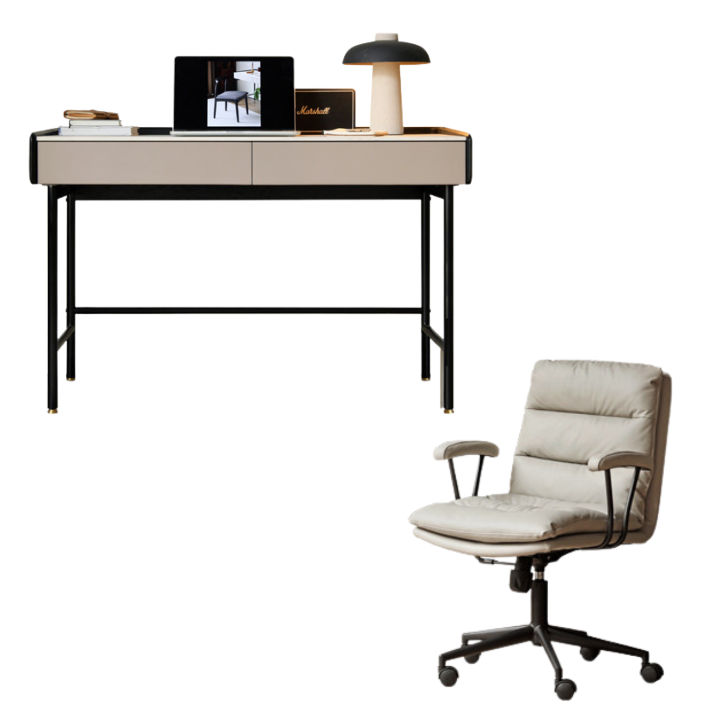 Oak solid wood Office desk, dressing table slate top: