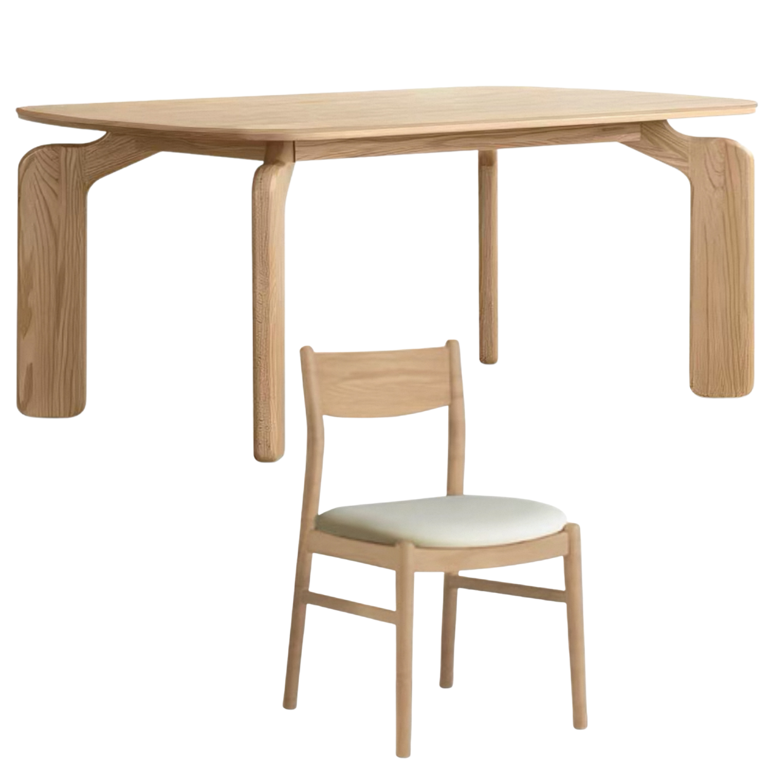 Oak, Rubberwood, Ash Solid Wood Modern Rock Plate Dining Table