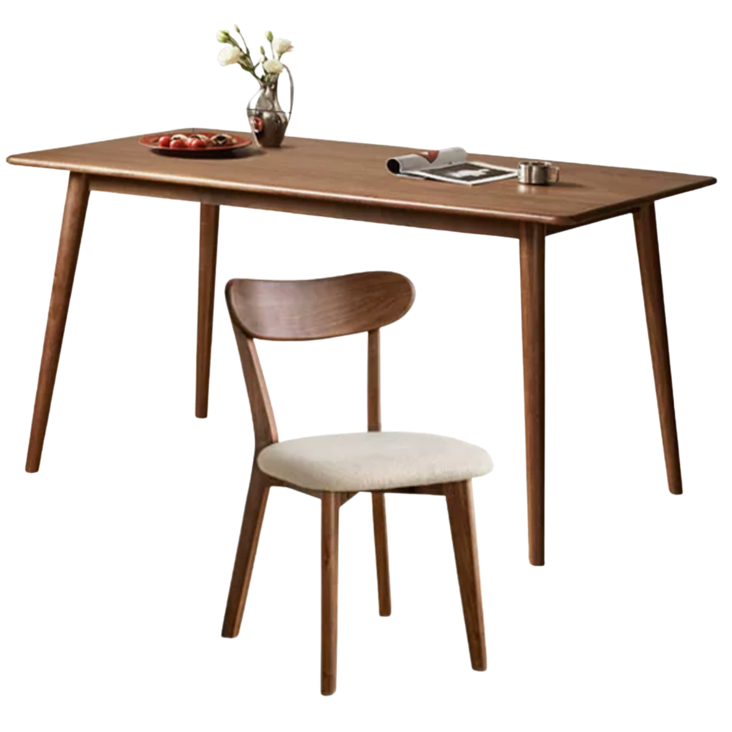 Black Walnut Solid Wood Light Luxori Dining Table