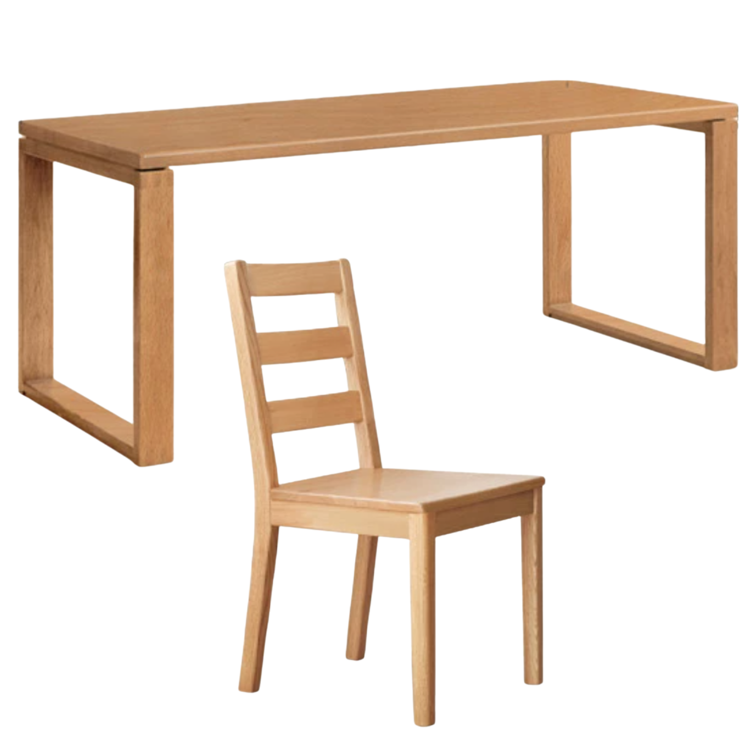 Beech, Oak Solid Wood Large Dining Table