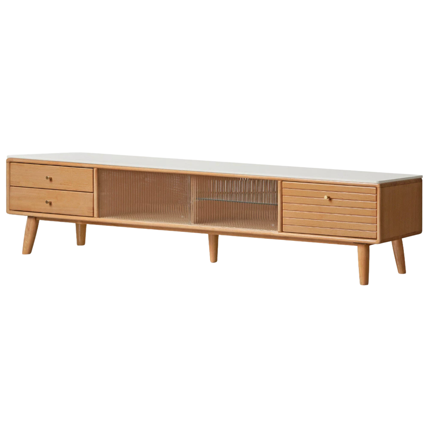 Solid Rubberwood, Oak Solid Wood Scandinavian TV Stand