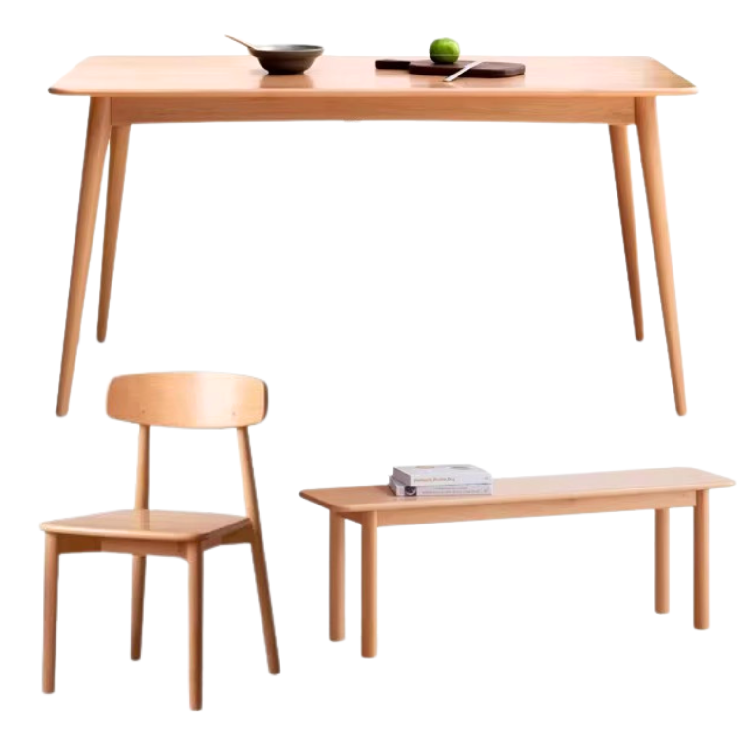 Beech solid wood dining table,