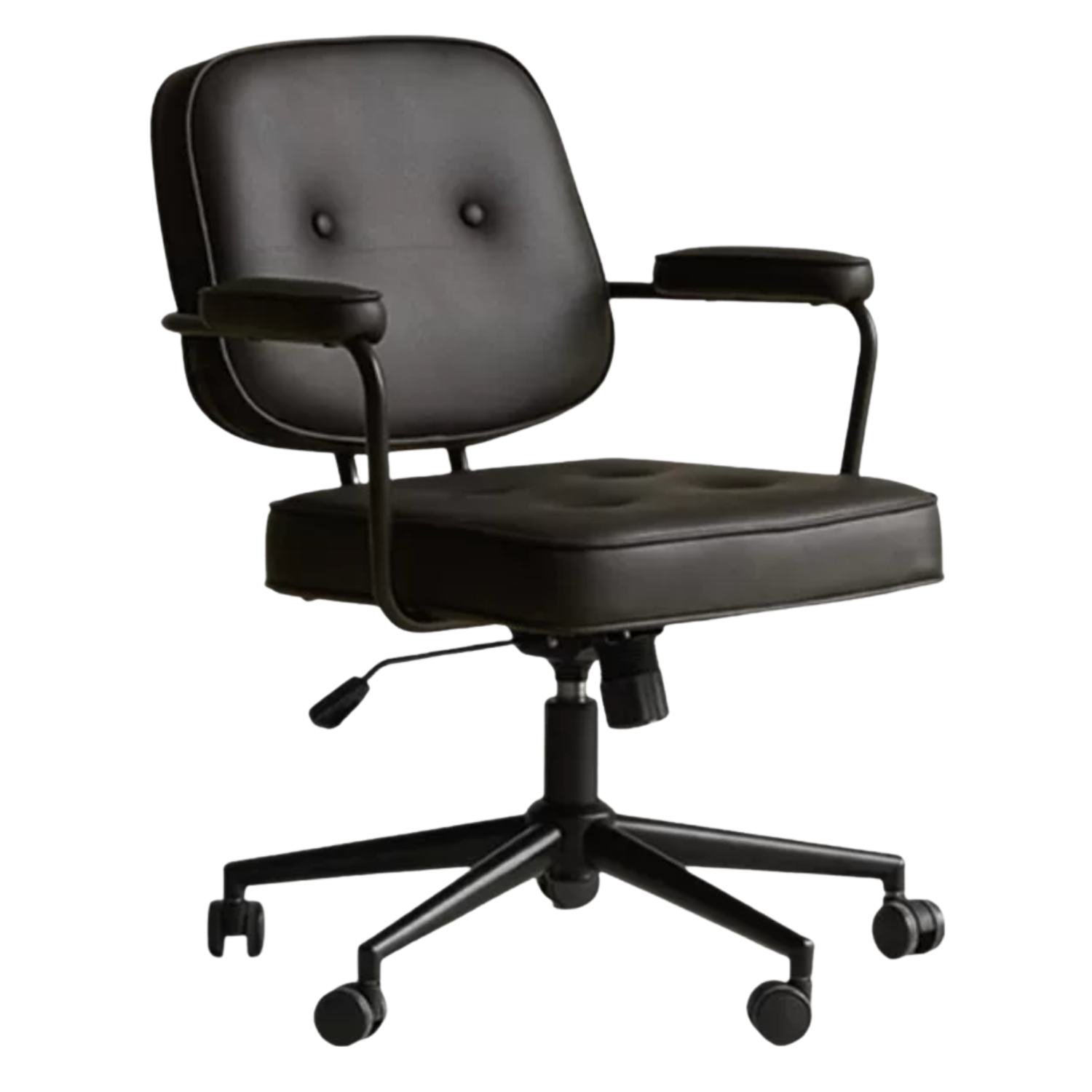 Leather Swivel Office Chair with Armrests