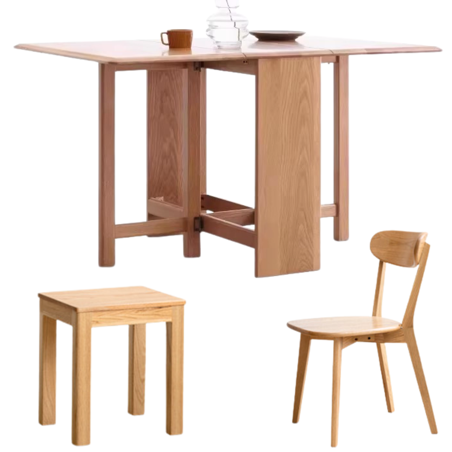 Oak Solid Wood Folding Dining Table