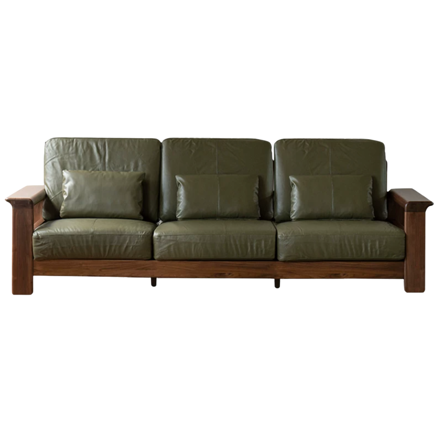 Black Walnut Solid Wood, Ash, Sandalwood, Genuine Leather, fabrics Designer Sofa with Deep, Structured Silhouette