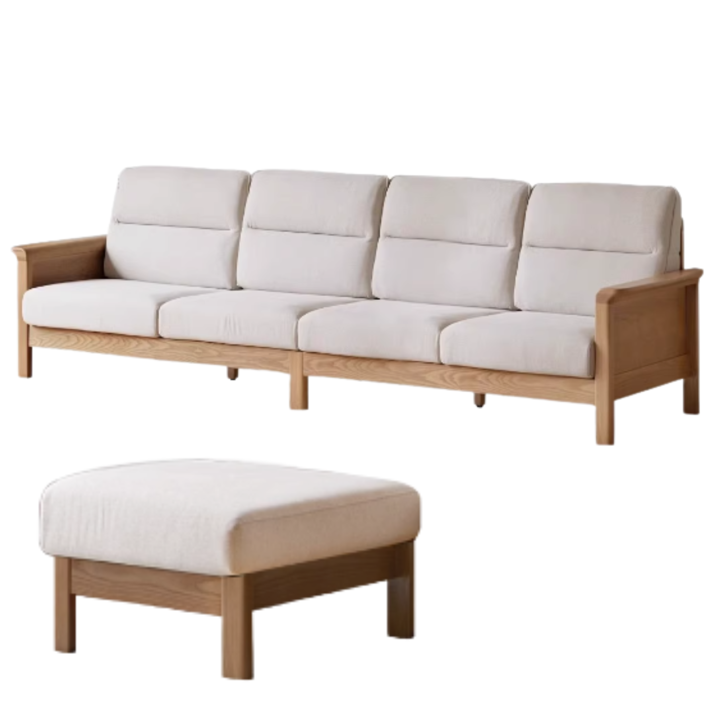 Ash Solid Wood Modern High Back Sofa