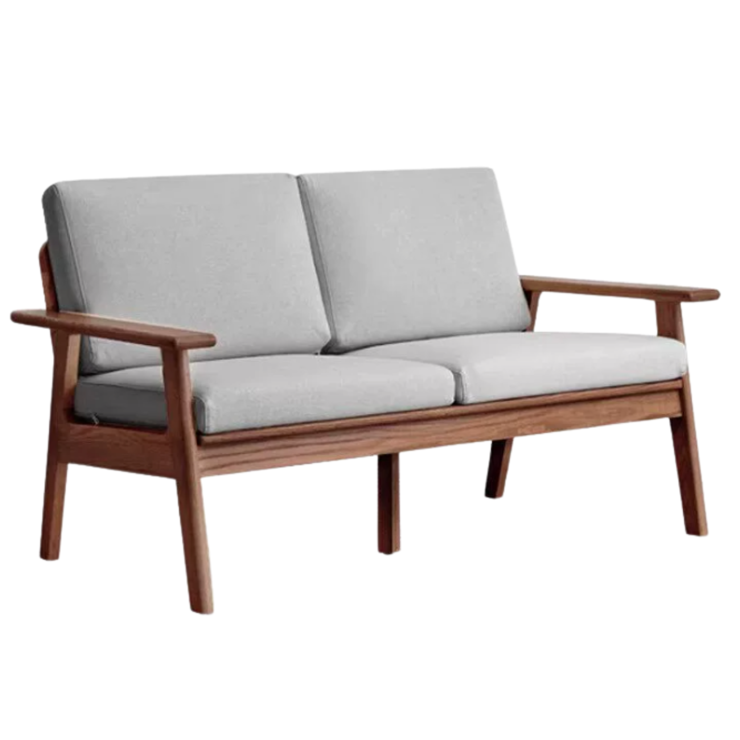 Oak Solid Wood Slat Back Sofa with Exposed Wood Frame