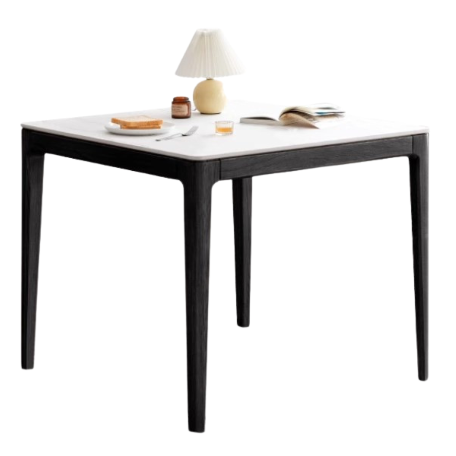 Oak, Poplar Solid Wood Square Rock Plate Dining Table ,