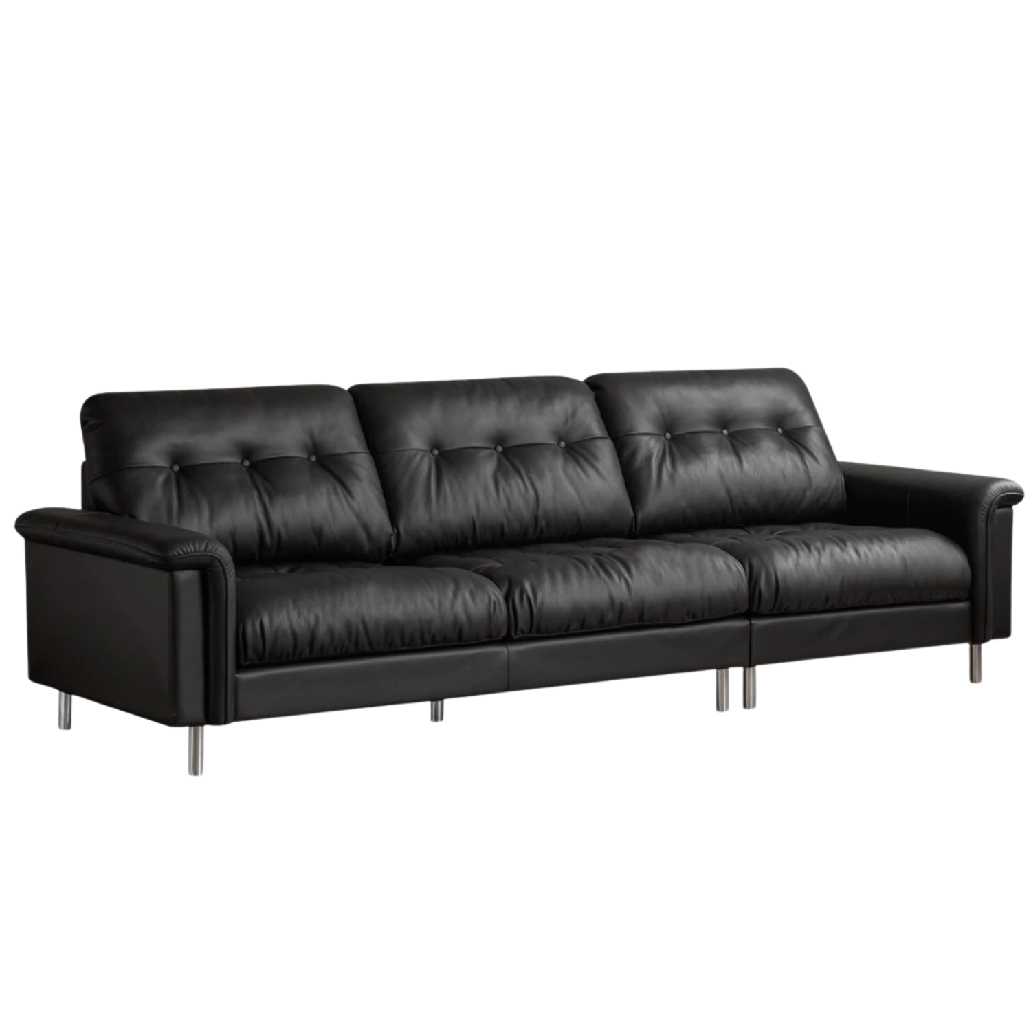 Genuine Leather Mid-Century Inspired Sofa