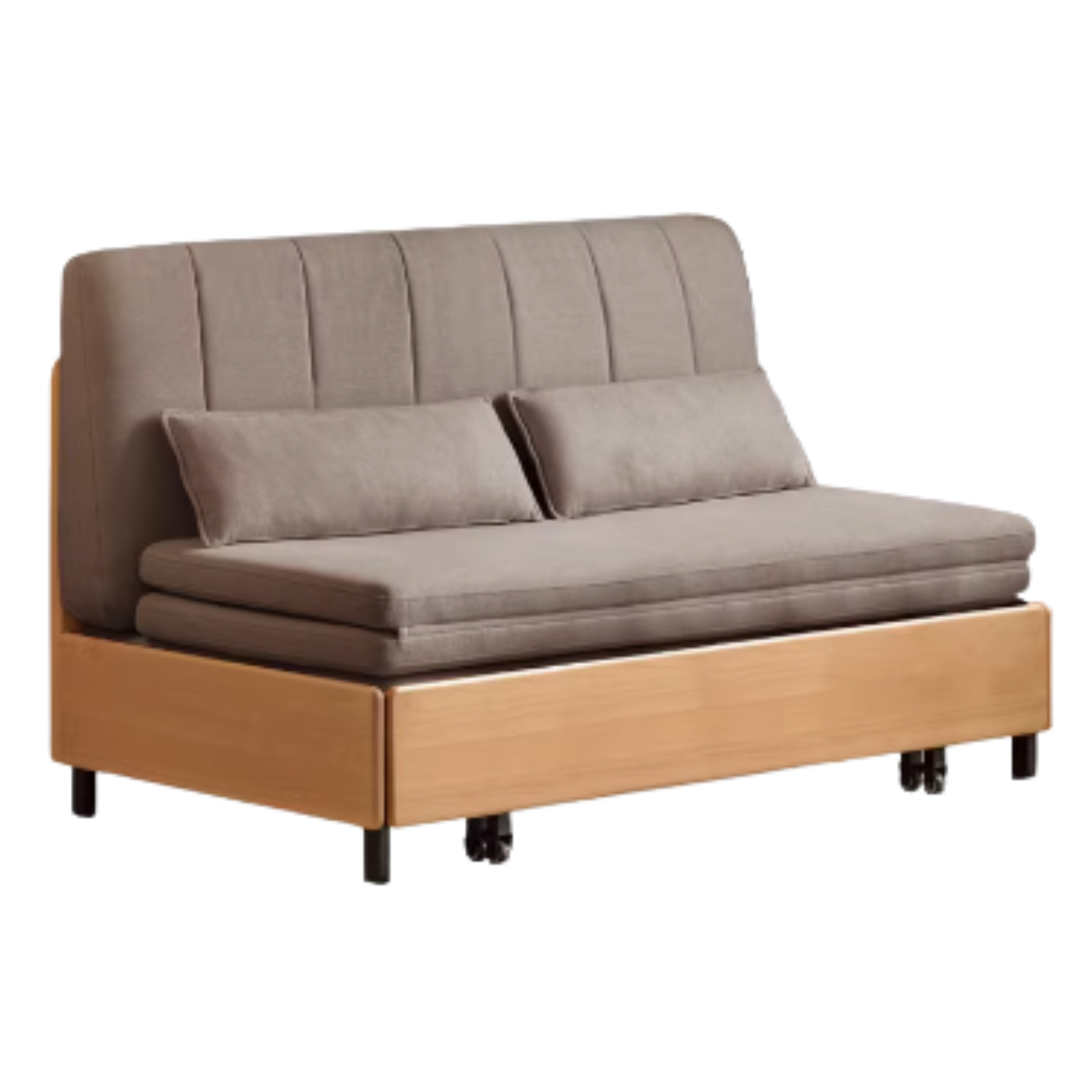 Beech Solid Wood Retractable Fabric Sofa Bed)