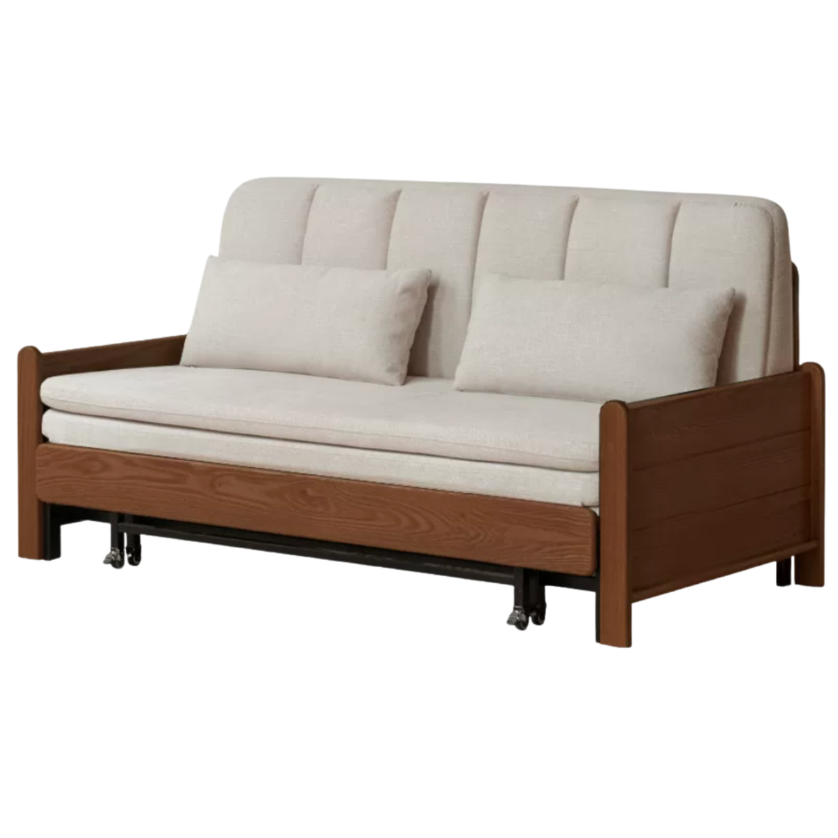 Oak, Ash Solid Wood Sleeper Sofa with Solid Wood Frame and Reclining Backrest