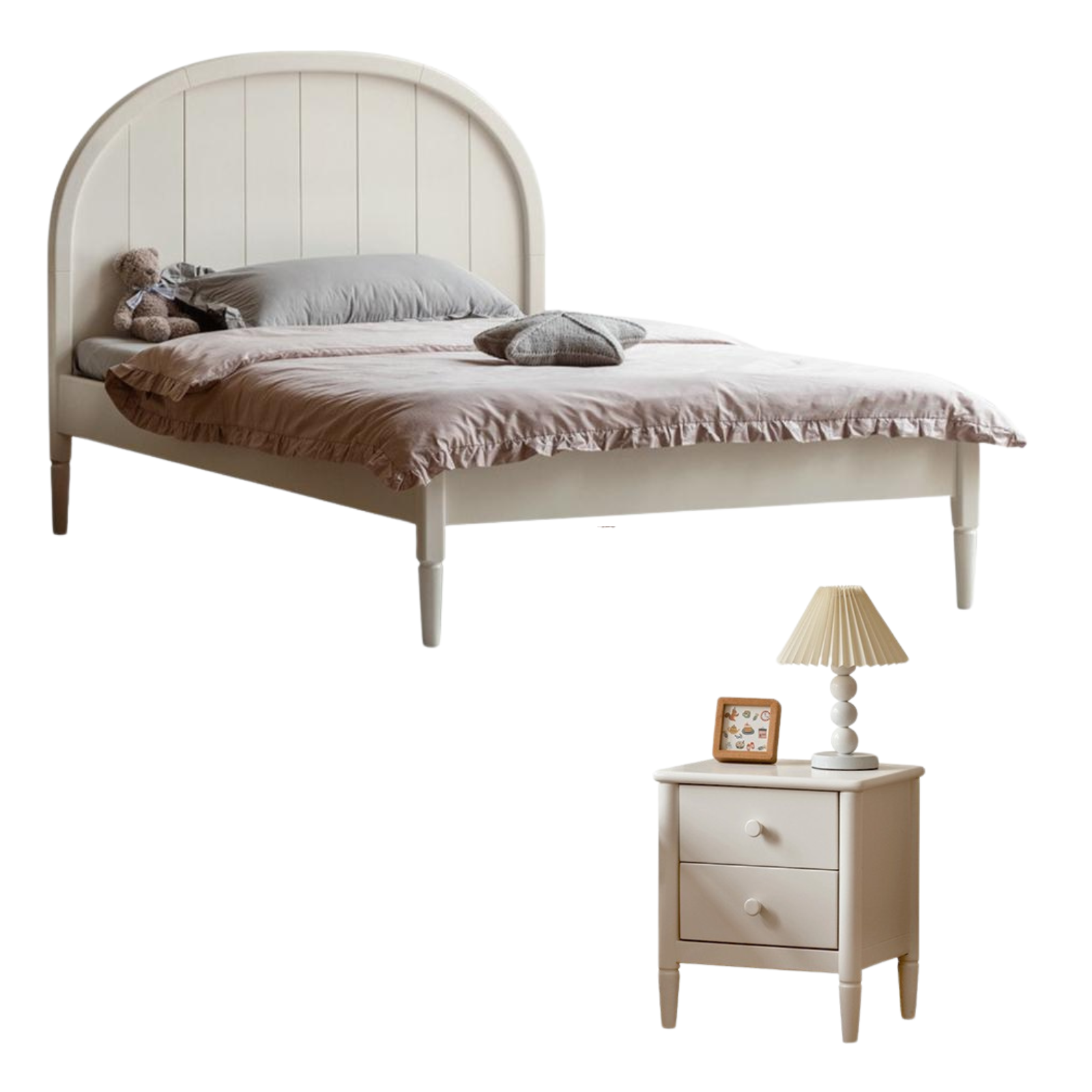 Poplar Solid Wood High Headboard Children's Bed