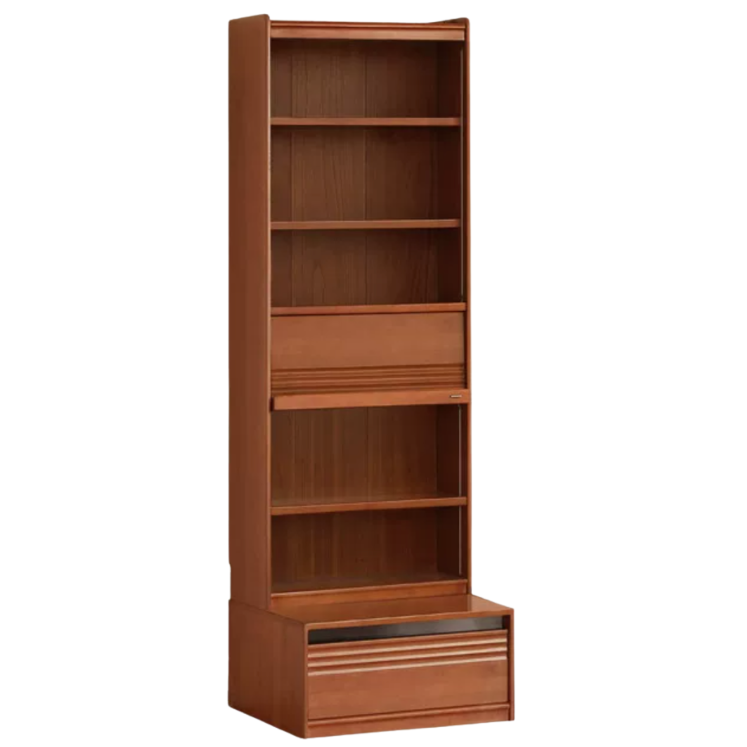 Tulipwood, Birch Solid Wood Floor-to-Ceiling Modular Bookcase with Sliding Glass Doors