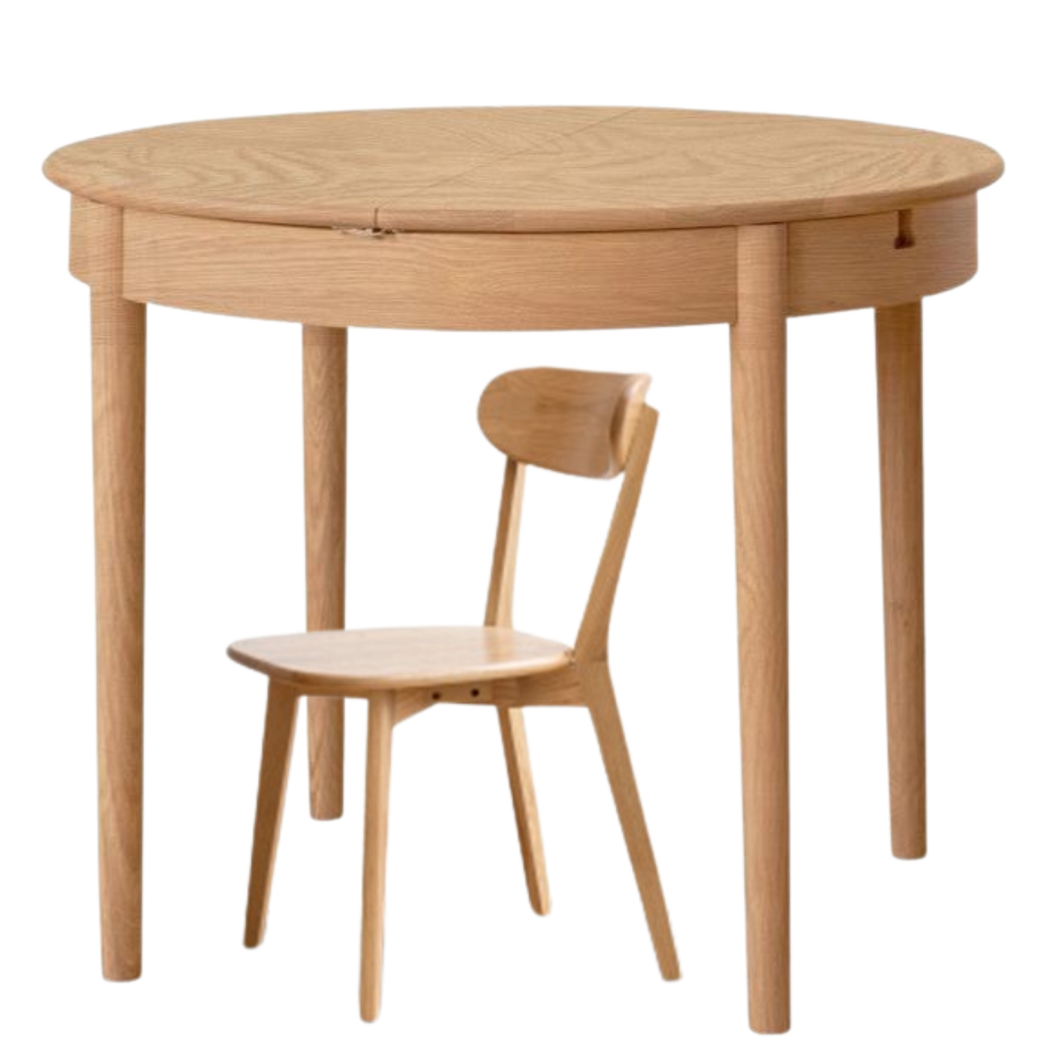 Oak, ash Solid Wood Retractable Round Dining Table