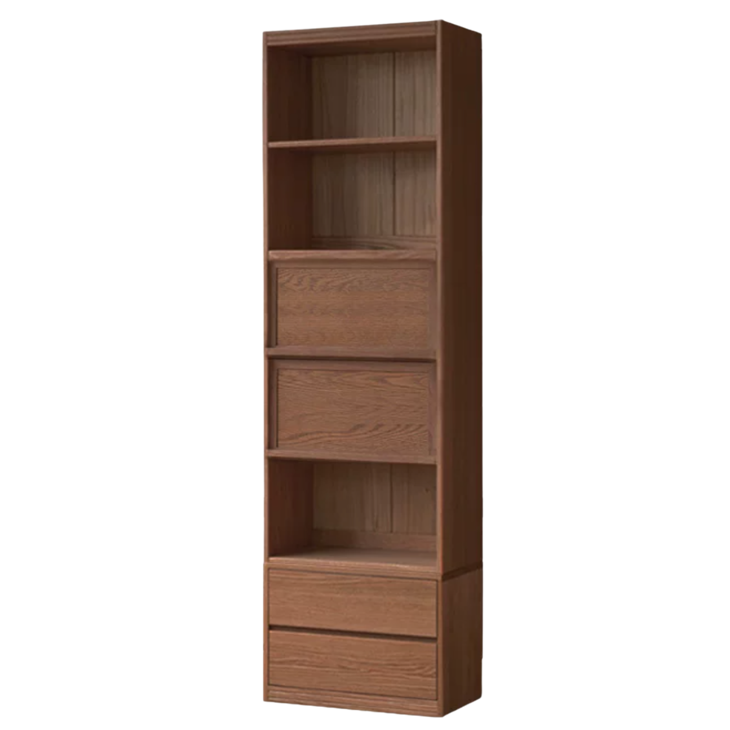 Black Walnut, Oak, Ash Solid Wood Floor-Standing Bookcase with Luxury Storage Cabinet