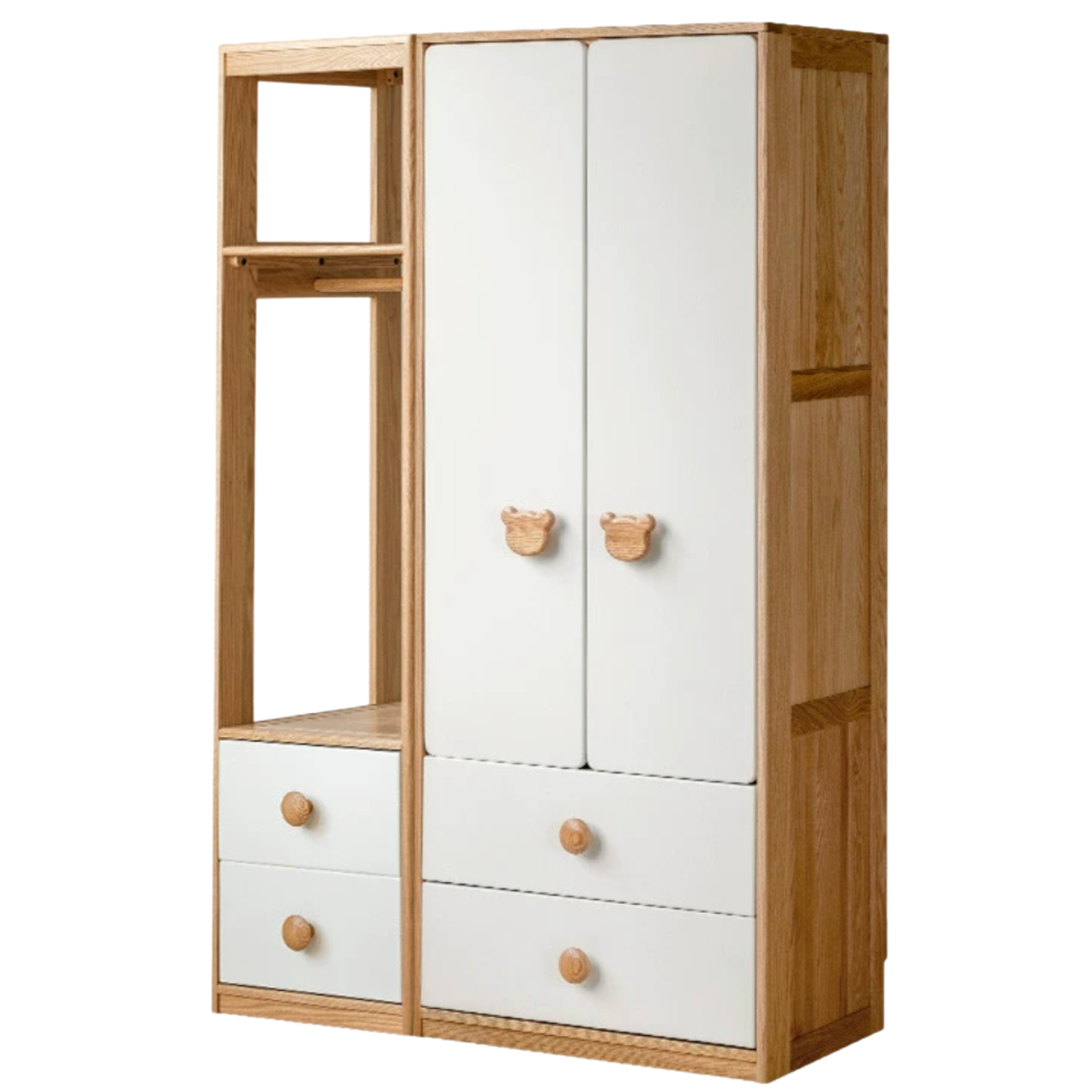 Oak Solid Wood Children's Wardrobe Combination