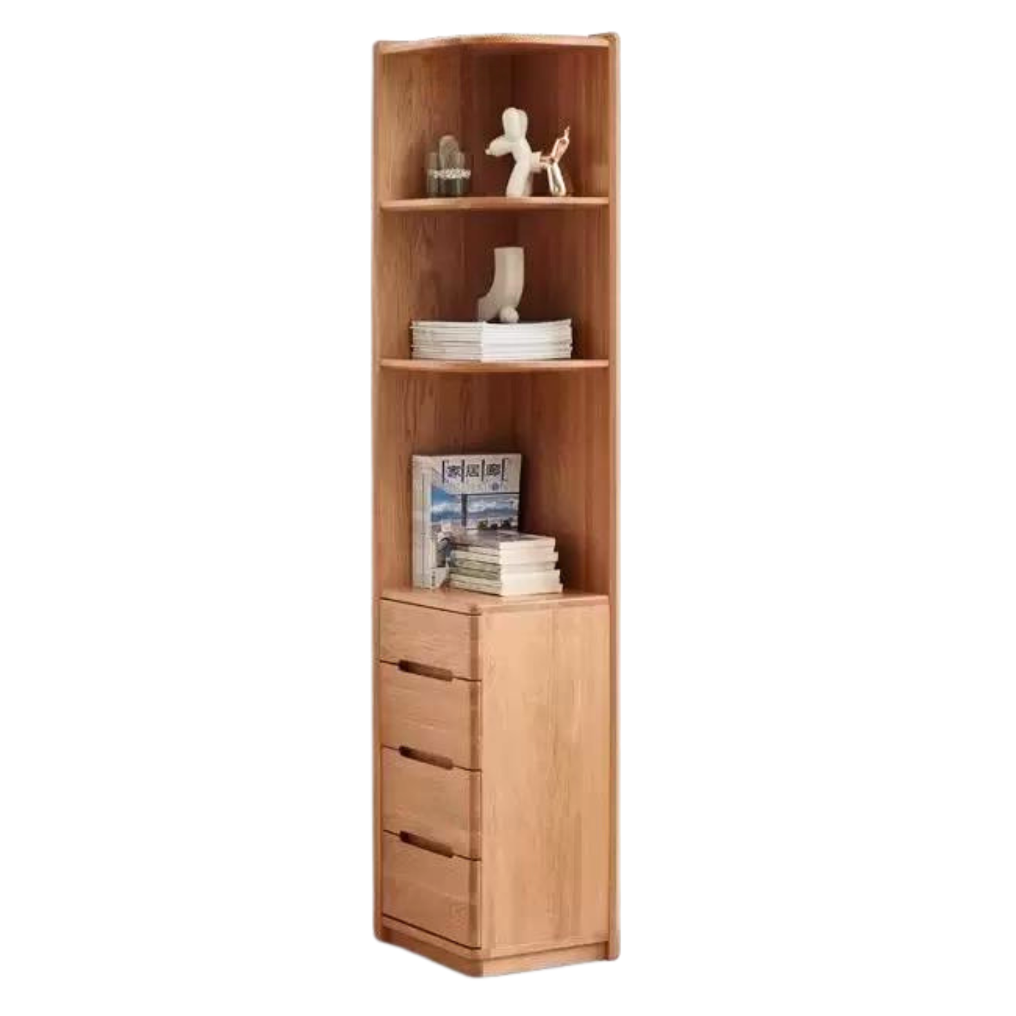 Oak solid wood Corner cabinet  floor-to-ceiling bookcase -