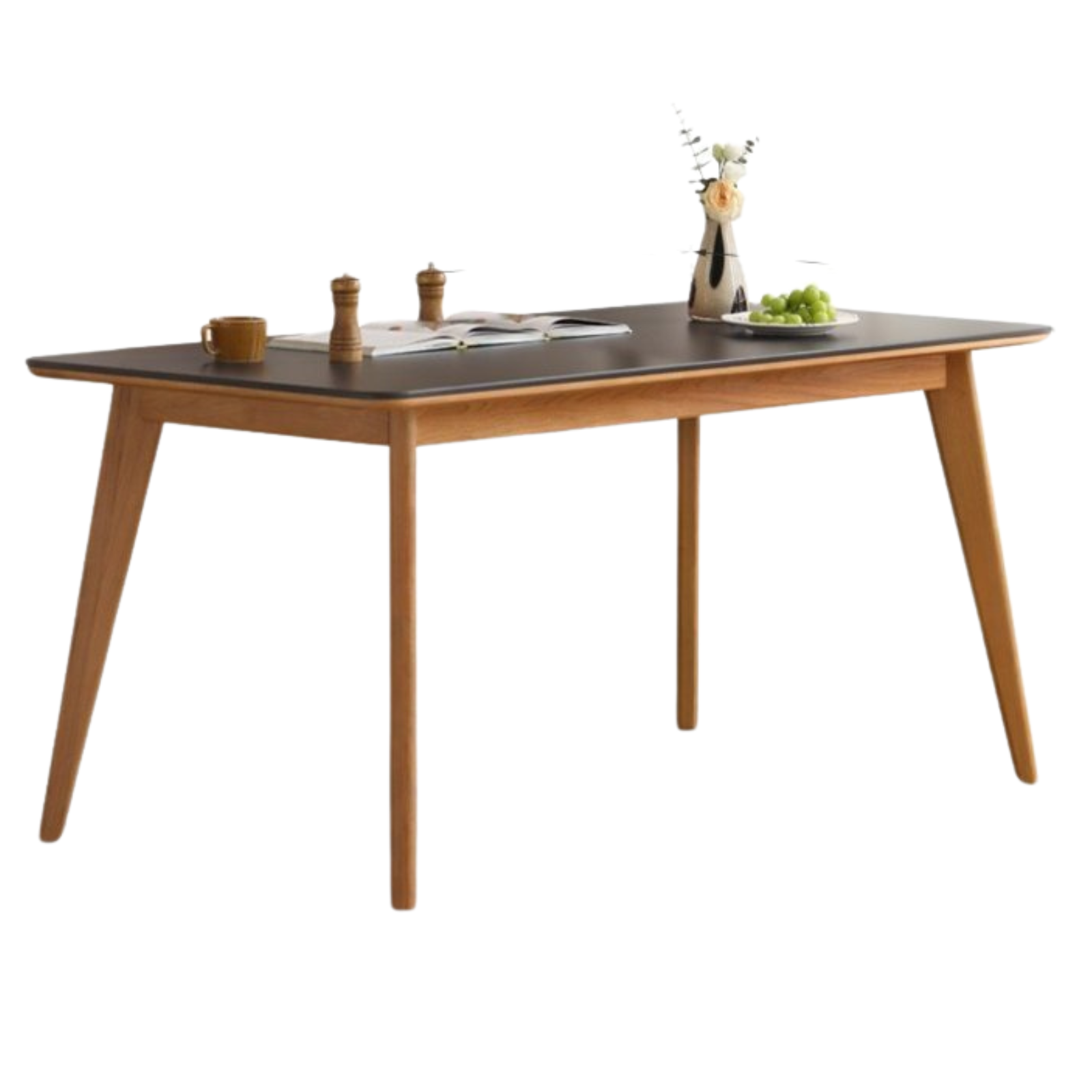 Cherry solid wood retro rock plate long dining table