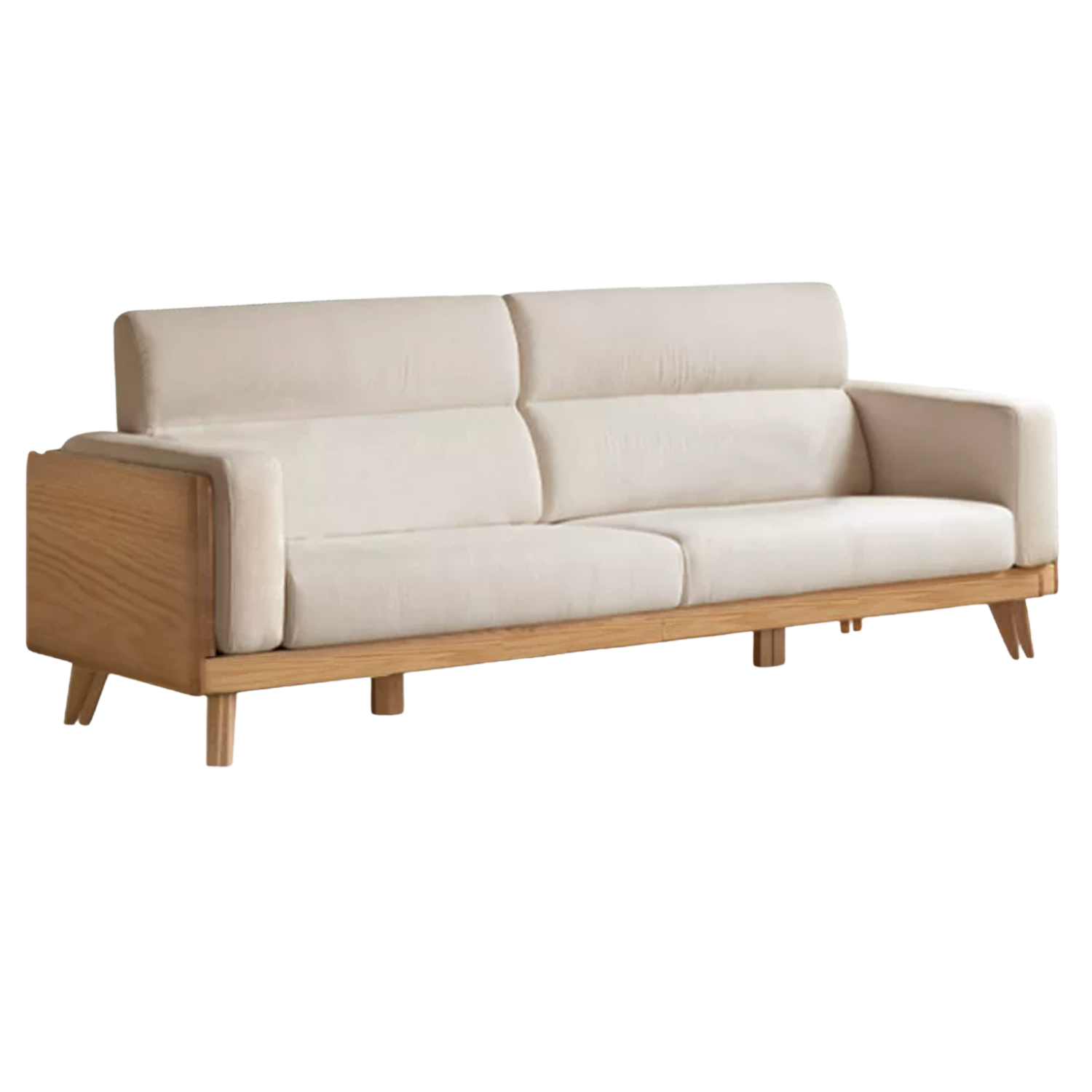 Black Walnut, Ash, Oak Solid Wood Minimalist Log Style Sofa with High Back