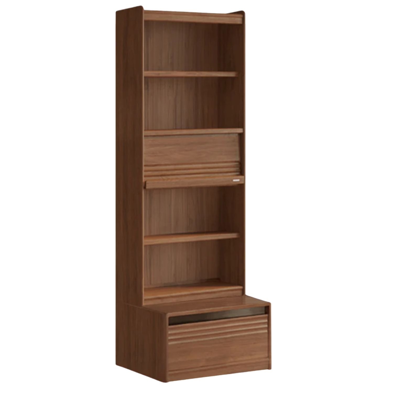 Black Walnut, Ash Solid Wood Combination Bookcase with Floor Display and Luxury Storage