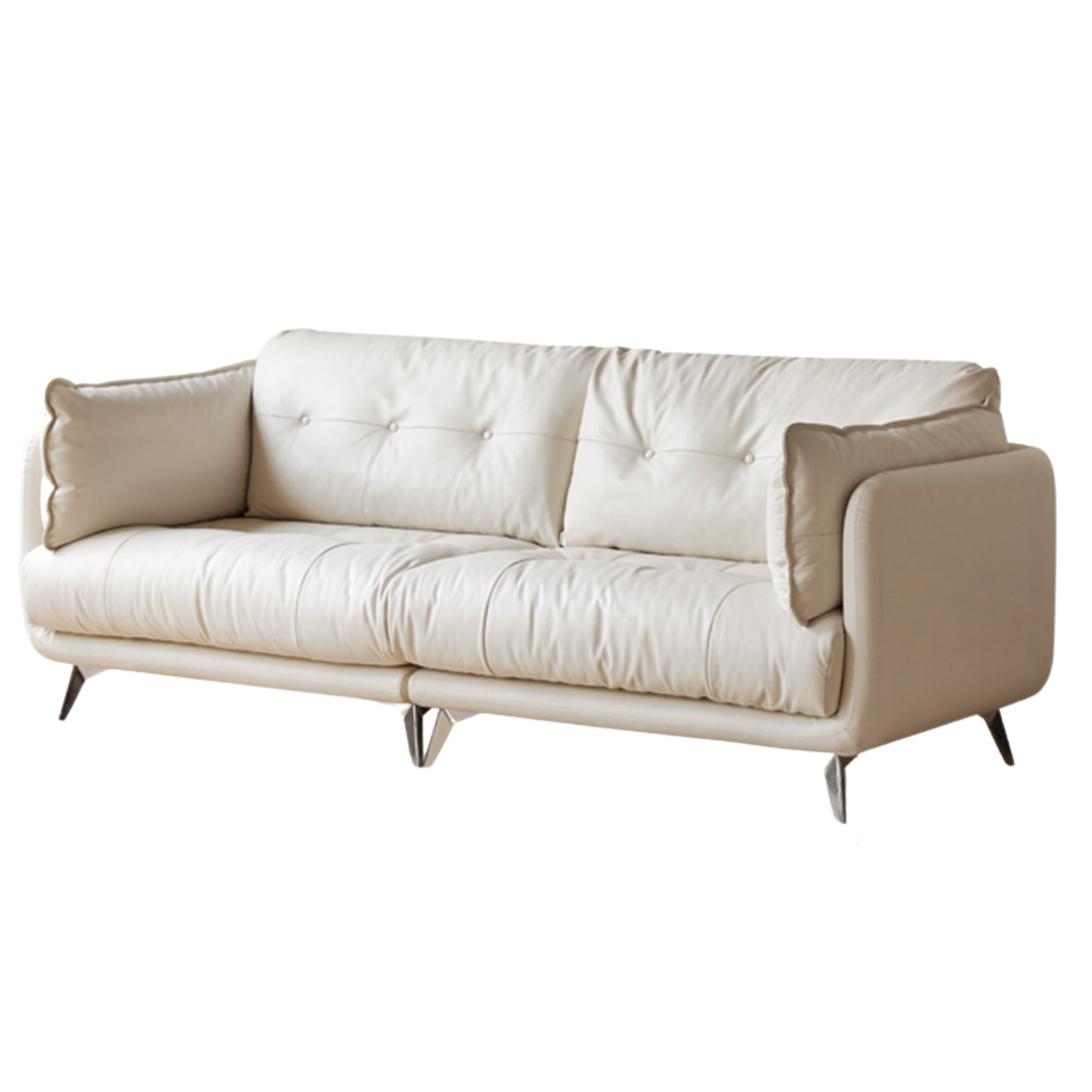 Leather top layer cowhide cream style sofa: