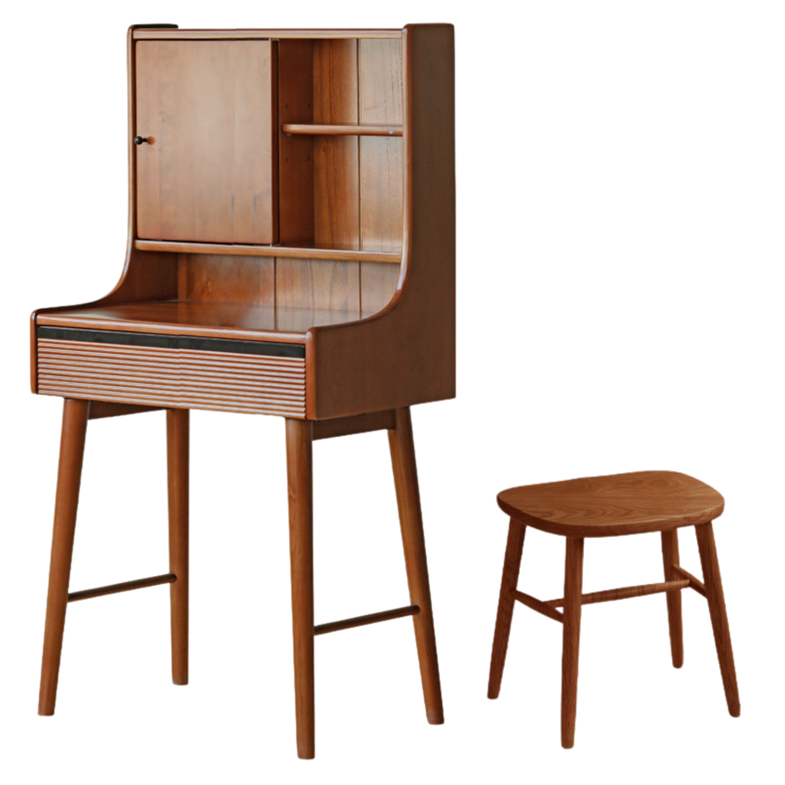 Poplar Solid Wood teak color retro Makeup Table: