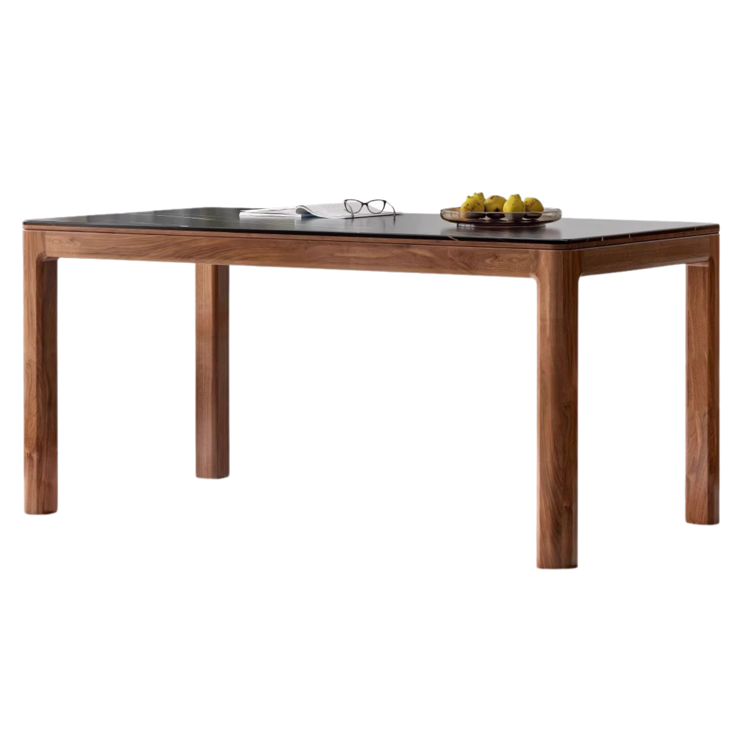 Black walnut solid wood rock slab dining table,