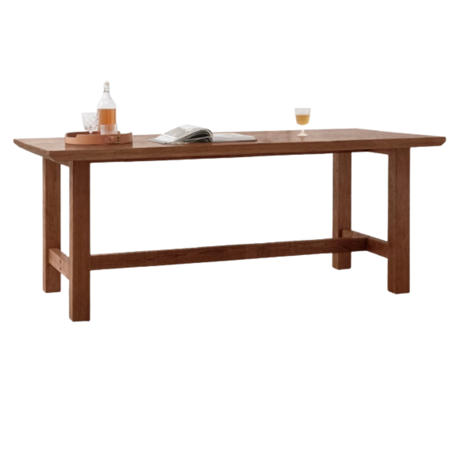 Sandalwood, Black Walnut, Oak, Ash Solid Wood Farmhouse Style Dining Table
