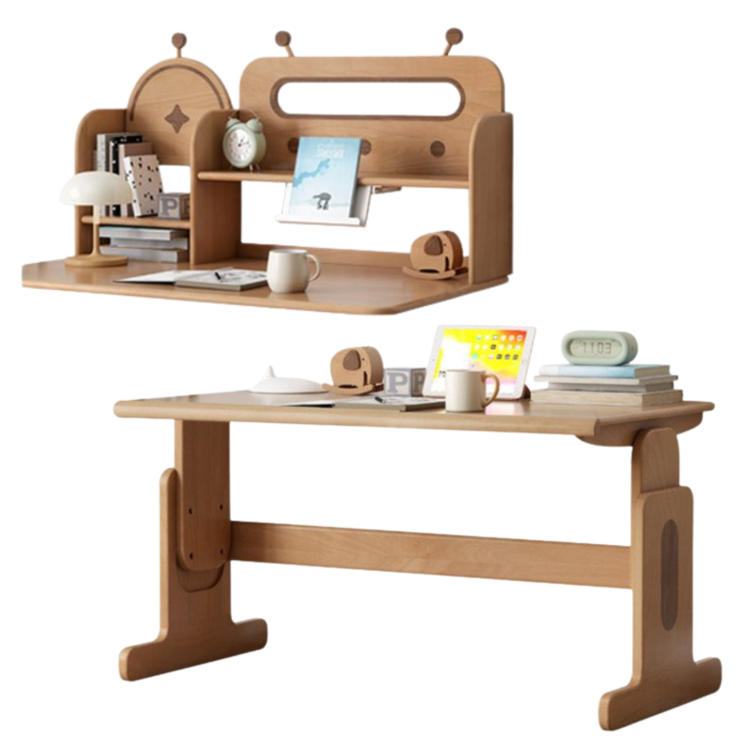 Beech Solid Wood Children's Liftable Study Table