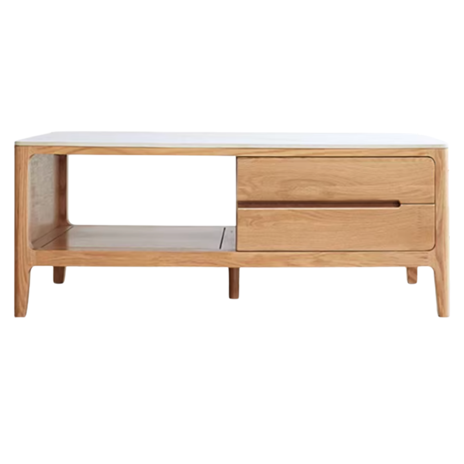 Oak, Solid Rubberwood Coffee Table Rock Slabs