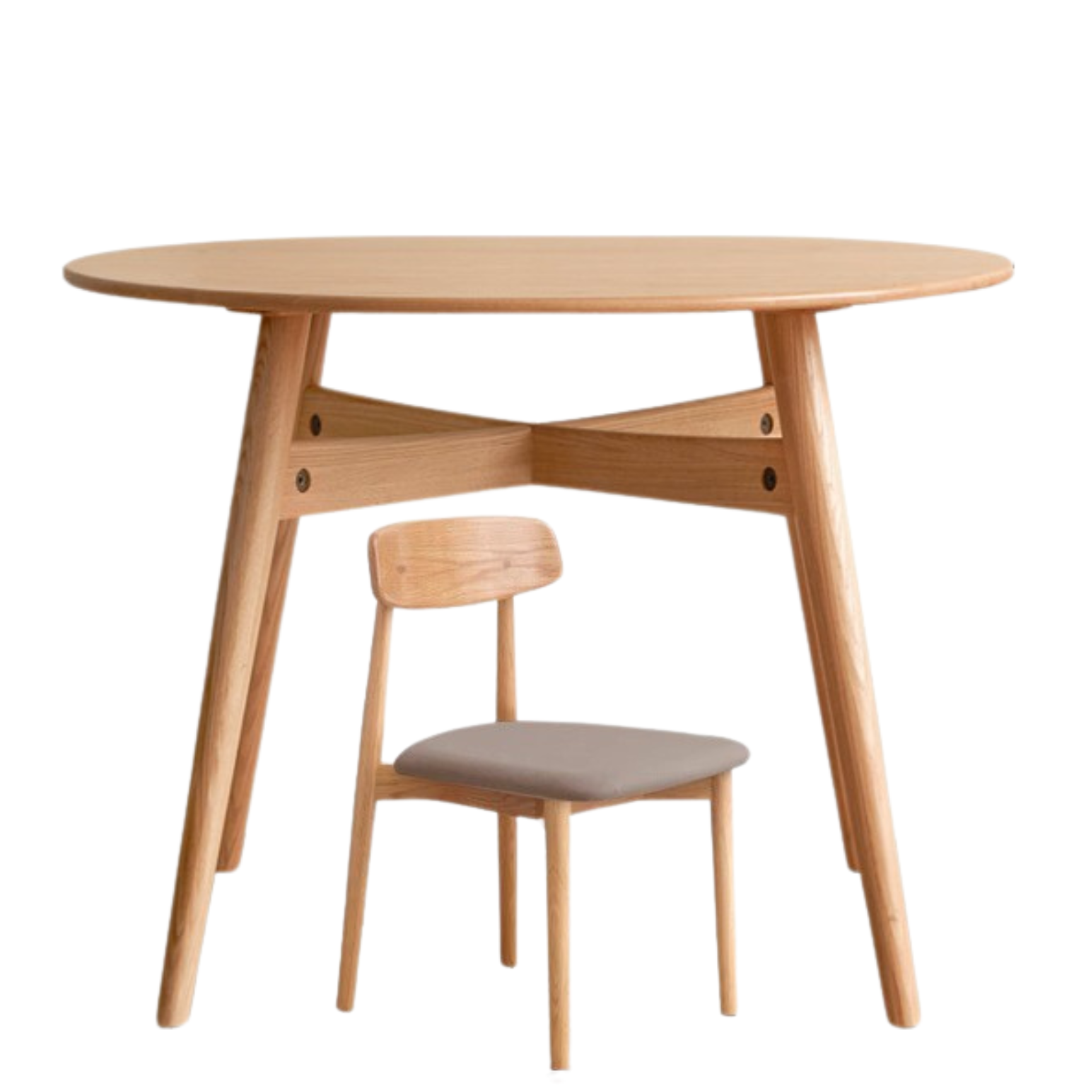 Oak Solid Wood Round Dining Table