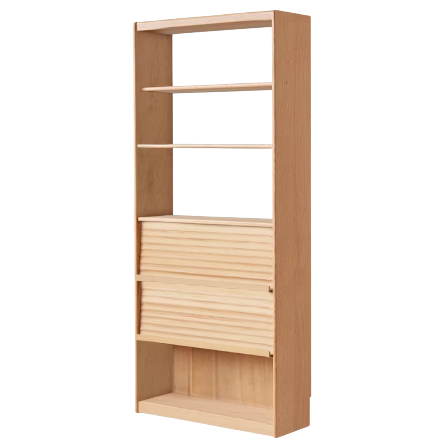Oak, Beech Solid Wood Bookcase With Glass Door Floor-Standing Bookshelf Multi-Layer Storage Rack Free Combination Display Cabinet