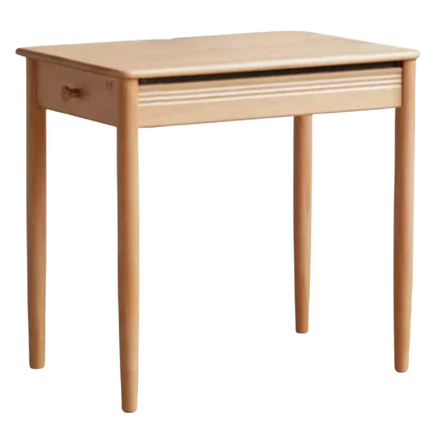 Beech Solid Wood Modern Narrow Desk Bookshelf Integrated.