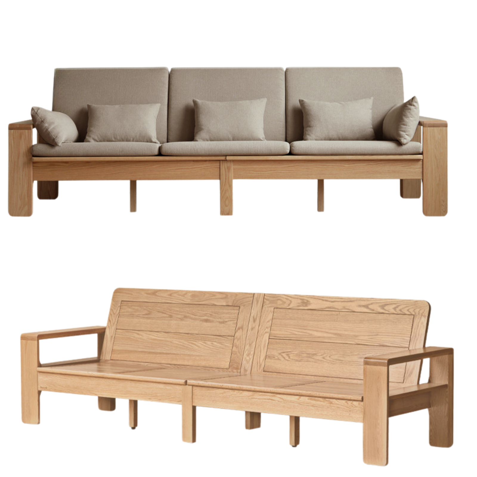 Oak solid wood modern Nordic fabric sofa)