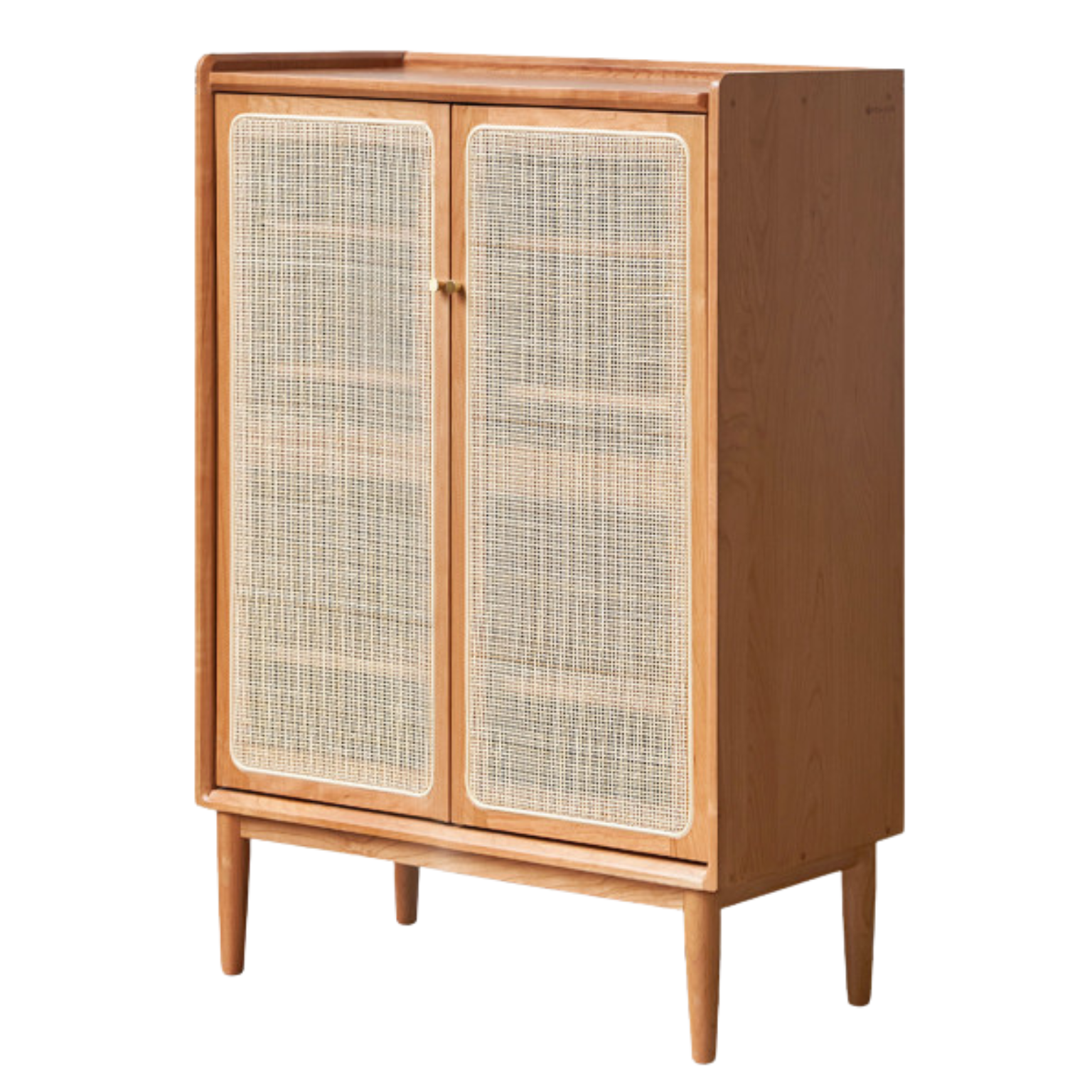 Cherry solid wood rattan door storage shoe cabinet